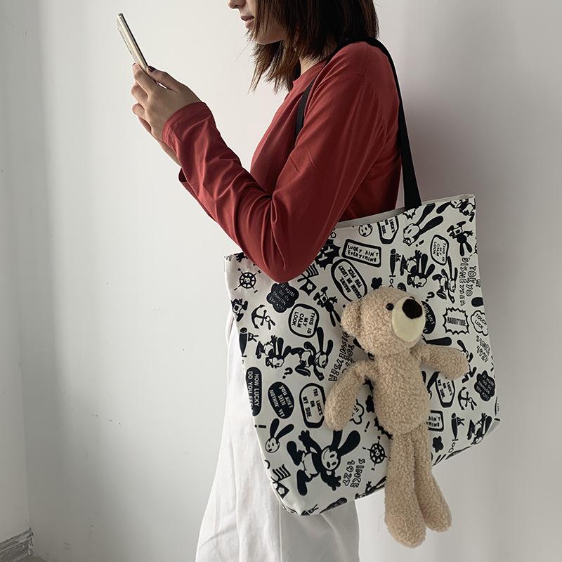 Large Capacity Bag New Bear Graffiti Canvas Bag