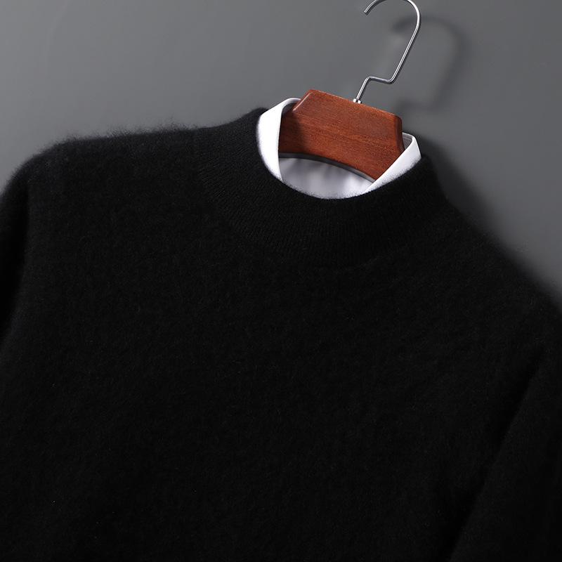 Men s 100% Pure Wool Knitted Long Sleeve High-Neck Pullover Sweater 3XL