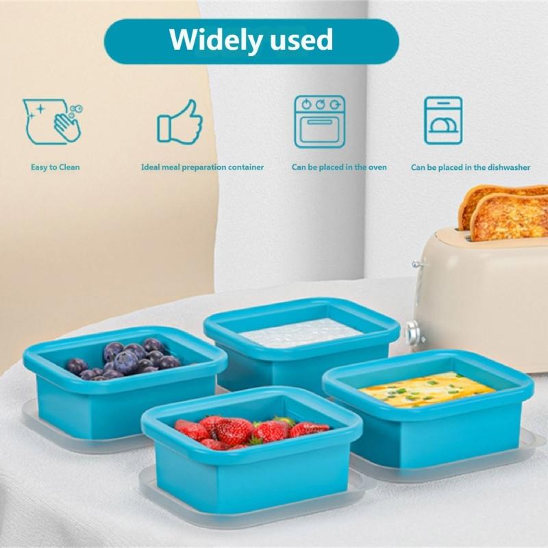 Platzsparende quadratische Silikon-Lebensmittelbox für die Kühlschrankorganisation Suppen-Gefrierfachschale mit Deckel Küchenwerkzeug