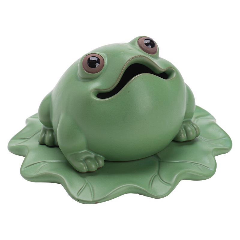 Ding Gua Gua Ceramic Frog Incense Burner - Zen Style Aroma Diffuser Ornament for Home