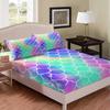 Mermaid Scale Fitted Sheet Fish Scales Bedding Set Sea Underwater World Bed Sheet Set for Girls Ocean Marine Theme King Size