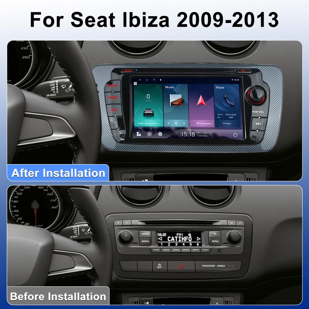7inch Car Radio Android13 for Seat Lbiza 2009-2013 Multimedia Player Android Auto Carplay GPS WIFI Bluetooth SWC