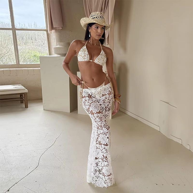 2025 New 3 Piece Lace Bikini Set Sexy Women Split Swimwear Elegant Ladies Summer Beach Bathing Suit