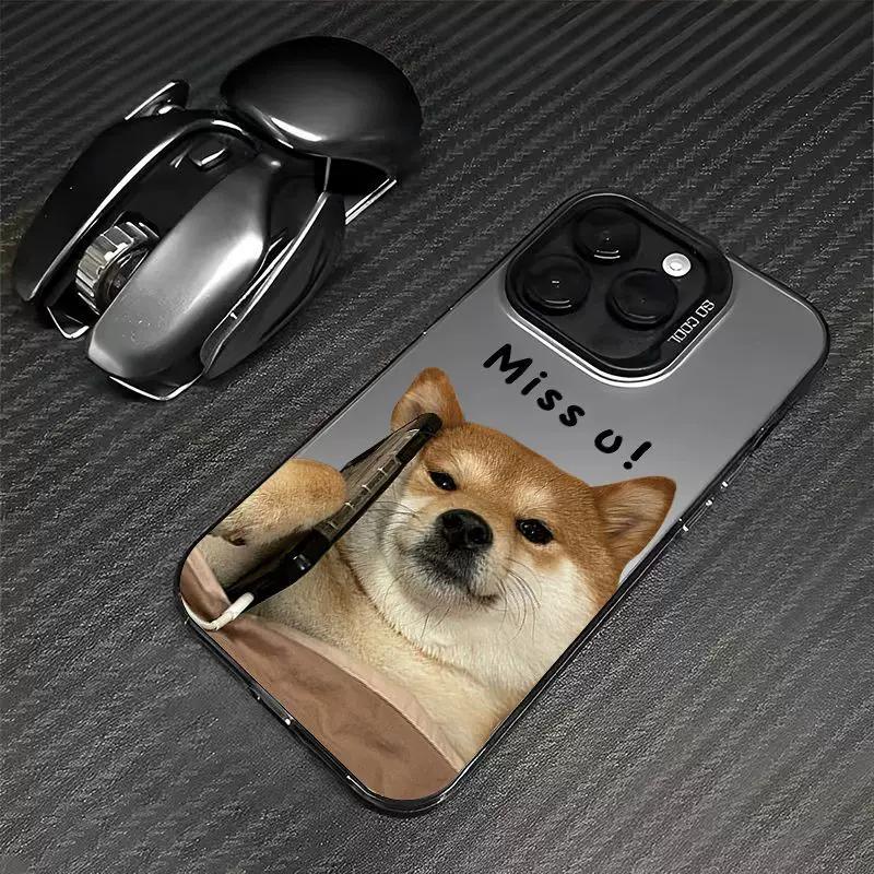 Funny Shiba Inu Meme Phone Case for iPhone, Cute Dog Call Pattern Protective Cover  GALAXYS24 чёрный