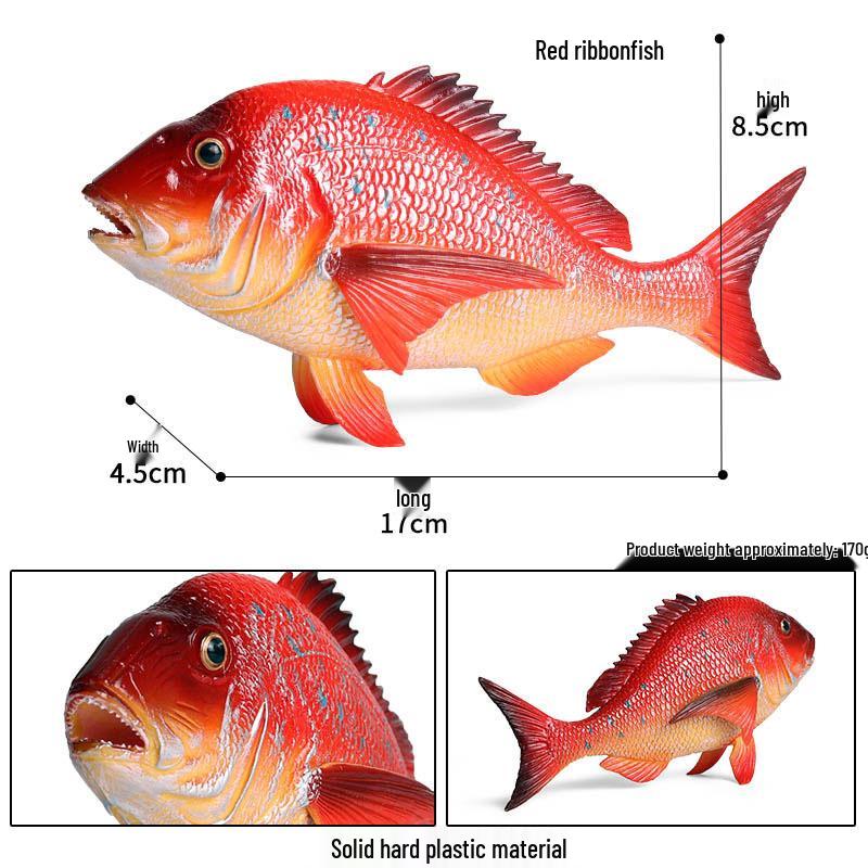 Red Silk Napoleonfish and Carp Toy Ornament - Marine Animal Simulation Model for Kids