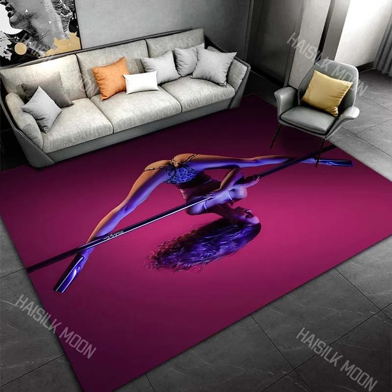 Pole Dance Art Print Cartoon Carpet Rug for Living Room Bedroom Sofa Home Decor Area Rug Non-slip Mat for Gifts