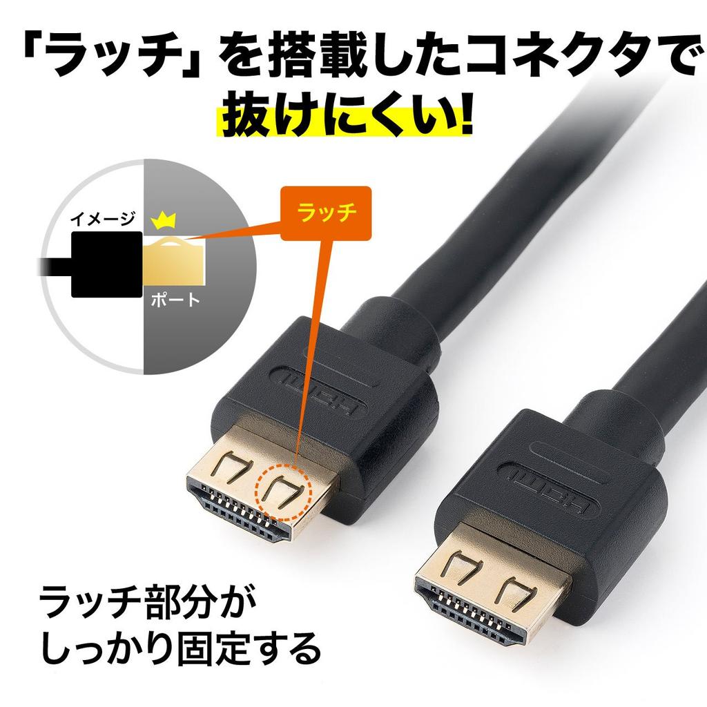 Sanwa Direct 500-HDMI012 10m HDMI Cable with Built-in Latch, Full HD 3D Compatible, Black