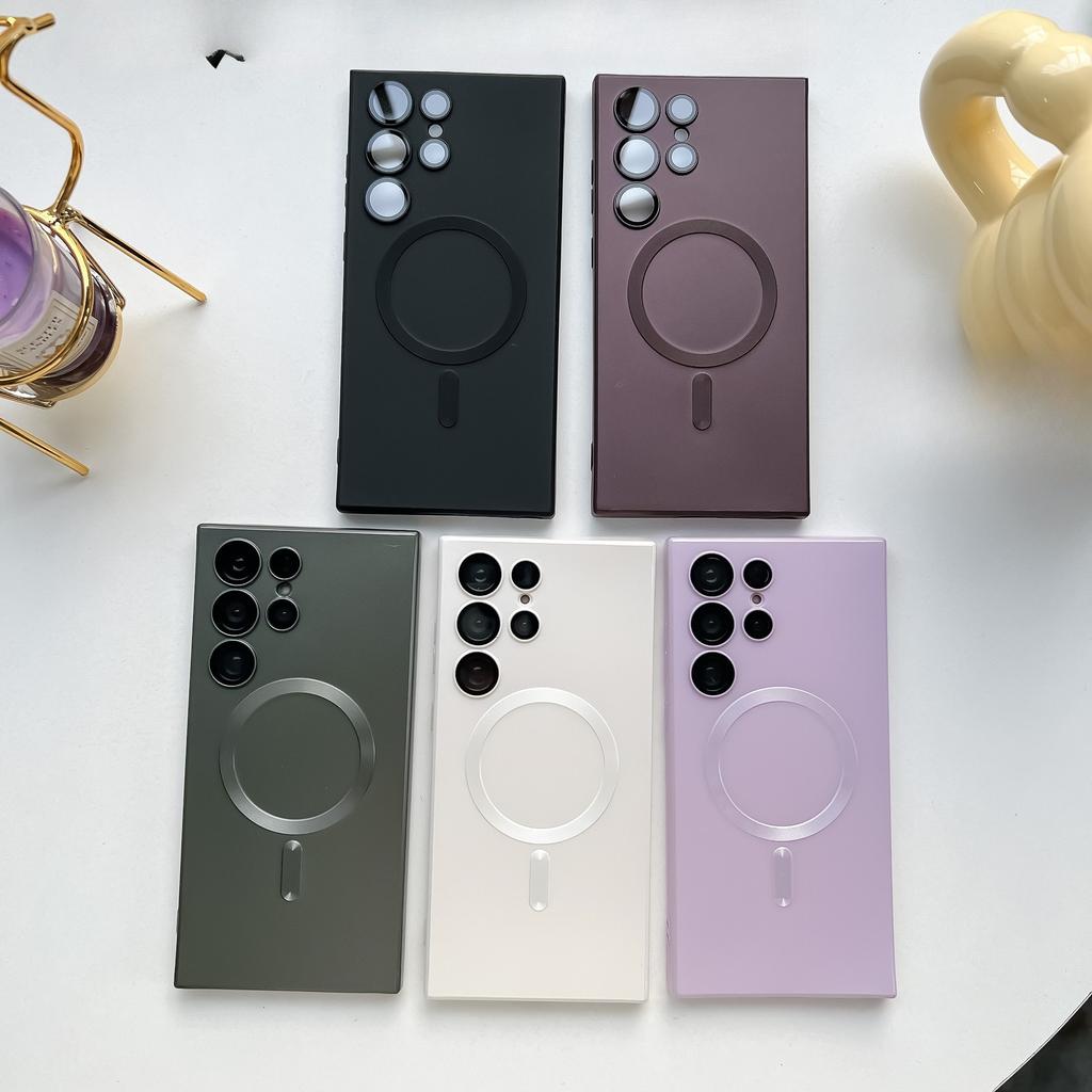 Samsung S24ultra Liquid Magnetic Suction Mobile Phone Case Suitable for S23plus Full Inclusive S22 Soft Shell Protective Case