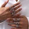 9 Pieces/set of Simple Copper Color Irregular Geometric Heart-shaped Rings, Women's Personalized Trendy Zircon Accessories