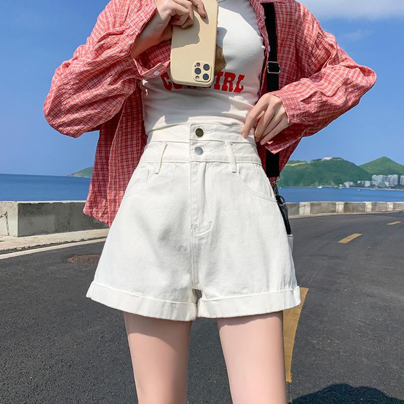 Women's 2022 High-Waist A-Line Denim Shorts: Summer Slimming, Versatile, Plus Size, Wide Leg