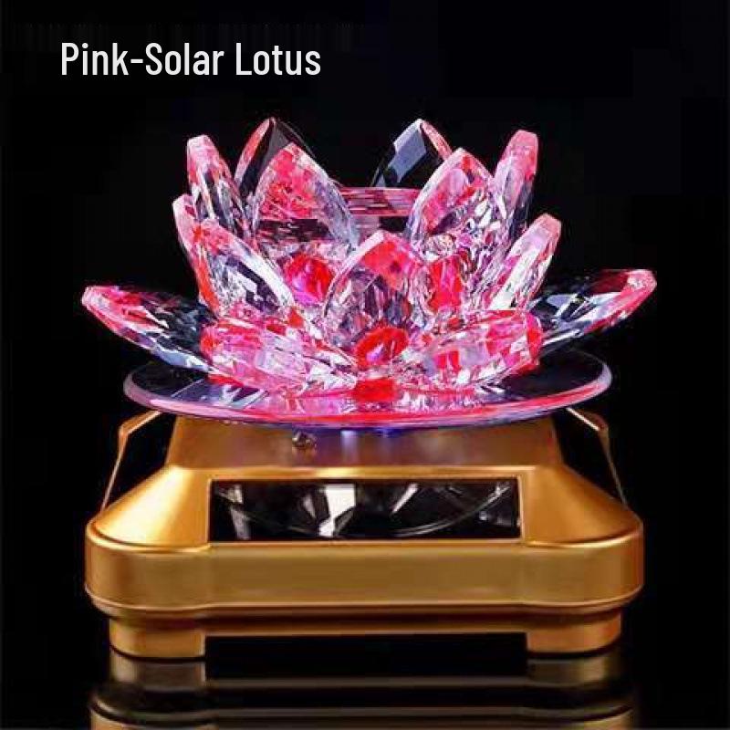 Solar-Powered Rotating Lotus Car Perfume Ornament