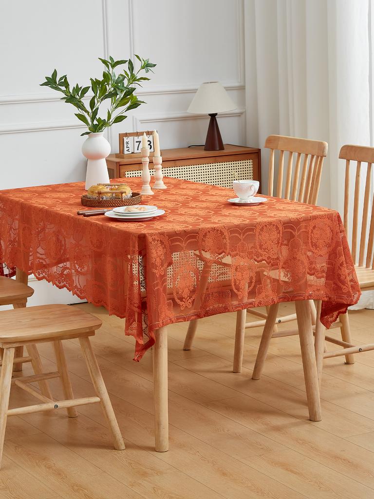 Fall Tablecloth Rectangle , Autumn Flower Jacquard Table Cloth, Lace Fabric Table Covers for Harvest Parties, and Thanksgiving