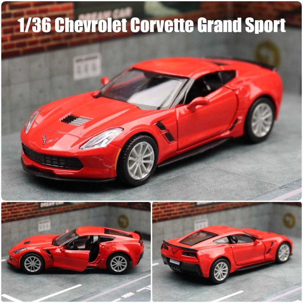 1/36 Chevrolet Corvette C6-R Toy Car Model For Children RMZ CiTY Diecast Racing Miniature Pull Back Collection Gift for Kid Boys