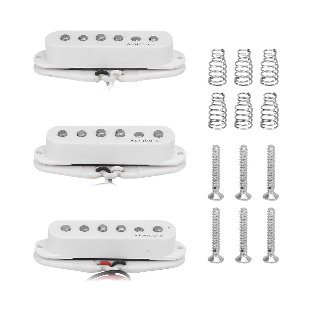 3Pcs Guitar Pickup Single Coil Set Alnico 5 Magnetic Accessory Replacement GMB137White