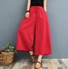 Dámské nadměrné velikosti Bavlněné lněné široké letní kalhoty Volné ležérní Vintage tenké culottes na devět bodů Doprava zdarma