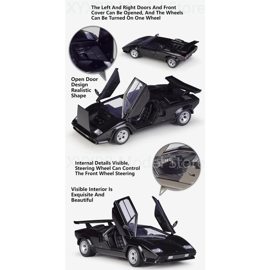 1/24 Vysoce kvalitní kovový model auta WELLY Lamborghini Countach LP 5000S Závodní auto Kovové Exotické auto Slitinová hračka pro Dětskou sbírku