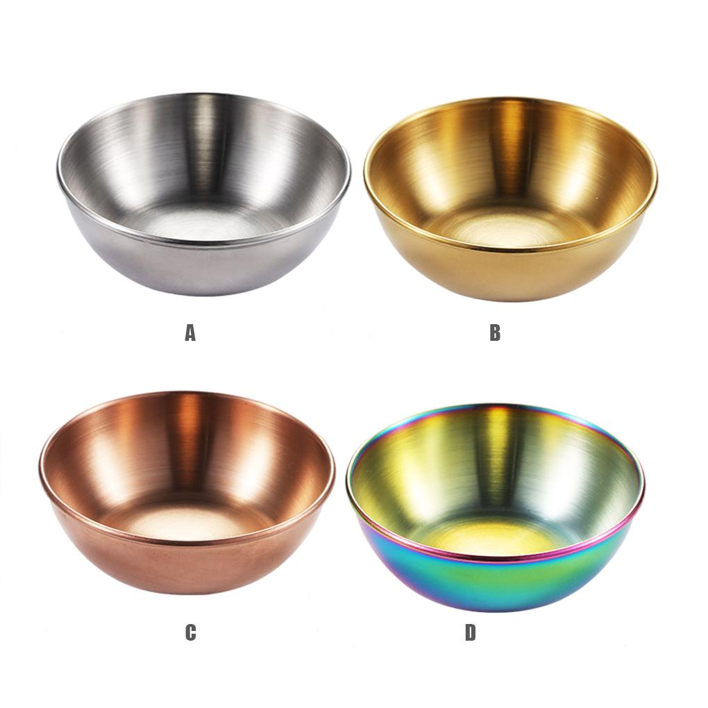 4 Pieces Stainless Steel Sauce Sushi Dishes Spice Vinegar Plates Dipping Bowls Household Tableware Dessert for Dining Hall