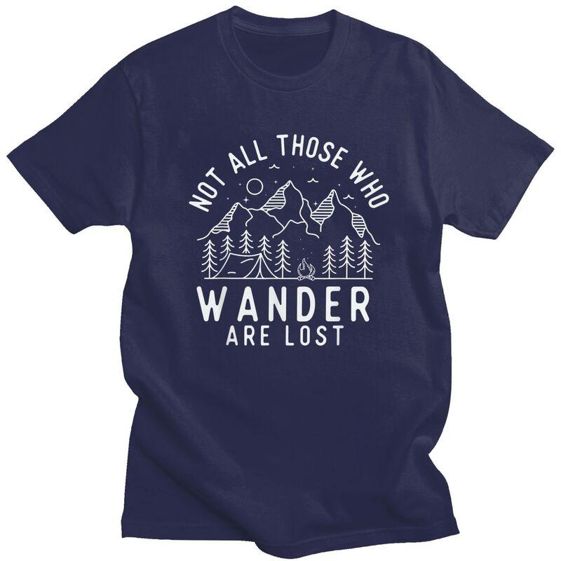 Custom Not All Who Wander Are Lost Camping T Shirt Men Short Sleeve Adventure Camping Tshirts Casual Tee 100 Cotton Tshirts