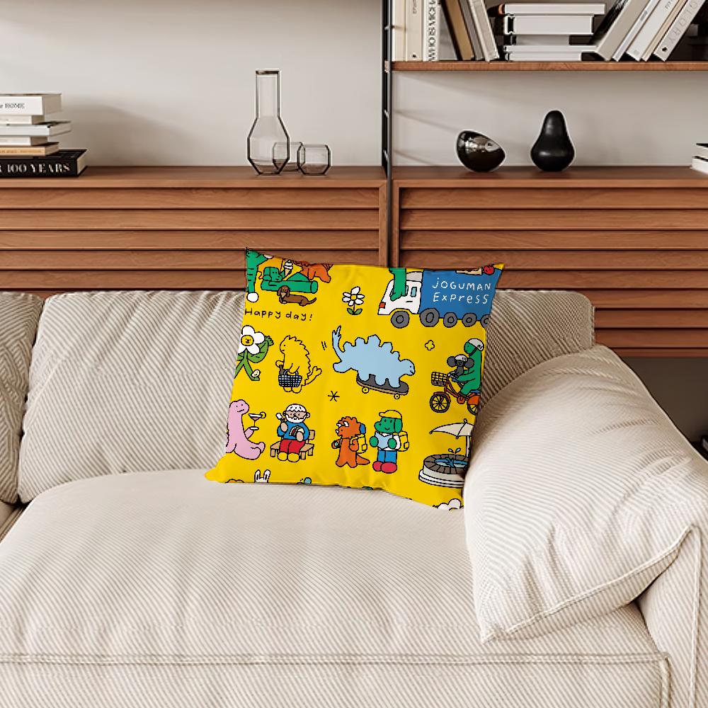 Cartoon Art Joguman Cute Pillow Case Sofa Living Room Bedroom Headboard Backrest Cushion Square Cushion Nap Time