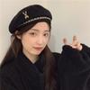 Retro Stylish Beret For Women Sweet Look With Embroidered Detail Chain