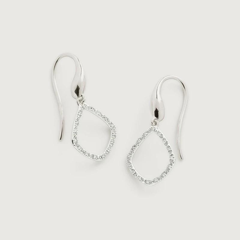 Fashion Jewelry 925 Sterling Silver Hook Earring Luxury Geometric Zircon Drop Earring Piercing Jewelry for Women