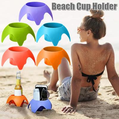 Strandsand Becherhalter Getränkeuntersetzer Sanddose Flaschenhalter Multifunktionale Outdoor Sand-Getränkehalterung Strandzubehör