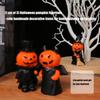 3PCS Pumpkin Man Statues Halloween Decoration Handmade Resin Pumpkin Tabletop Ornament for Mantels Tabletop Display