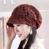 White Hair Hat Thin Flower Lace Hollow Stacking Hat Headgear Hat Ladies Bald Hat Cover