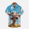 Men's Hawaiian Shirt Street Tide Hip Hop Lamb Cock 1D Digital Printing Short Sleeve Tops Wholesale