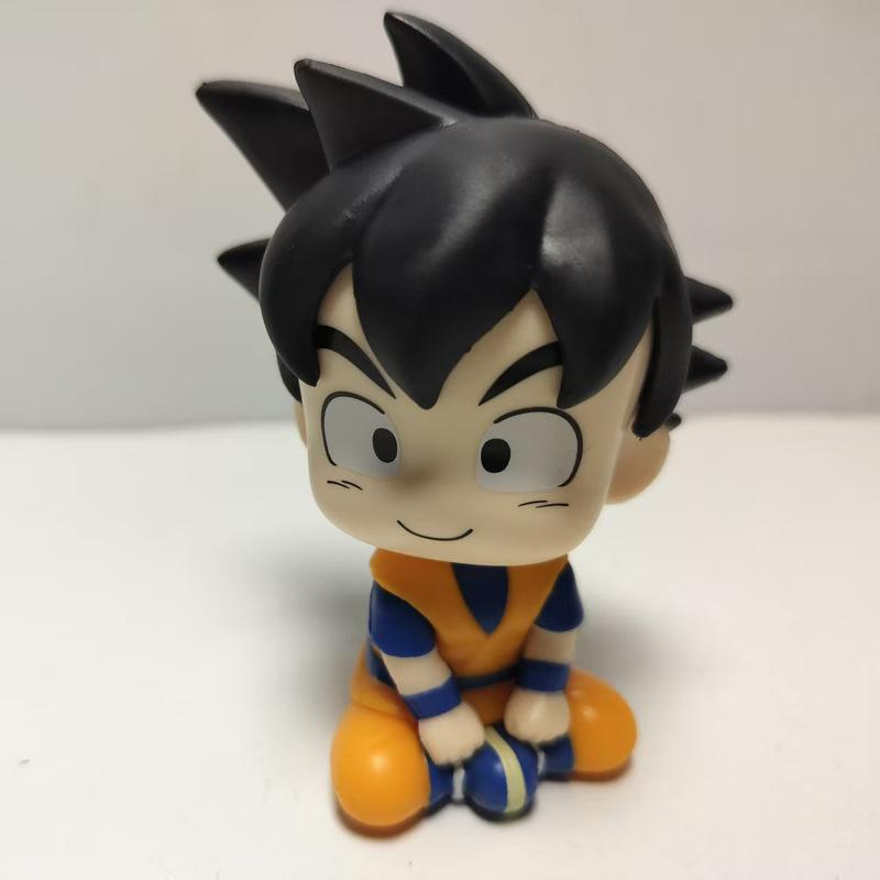 2Pcs Anime Dragon Ball Q Version Sitting Childhood Goku Vegeta Action Figure Car Decoration Statue Model Toys Children Gifts