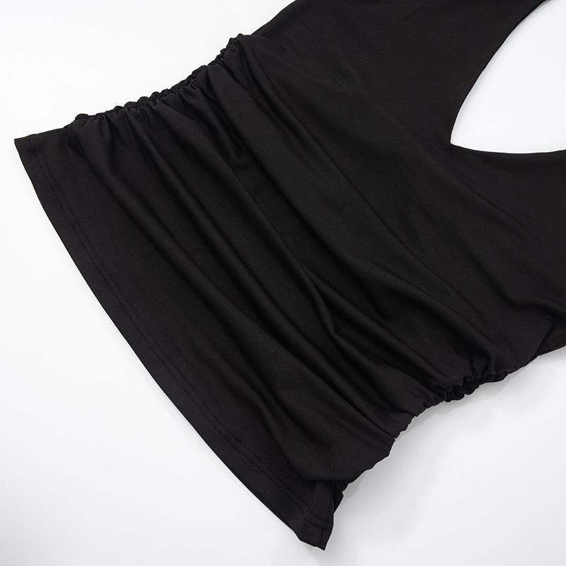 Y25TP001 Cross-Border Women's Sleeveless V-Neck Sexy Ring Halter Top for Spring/Summer