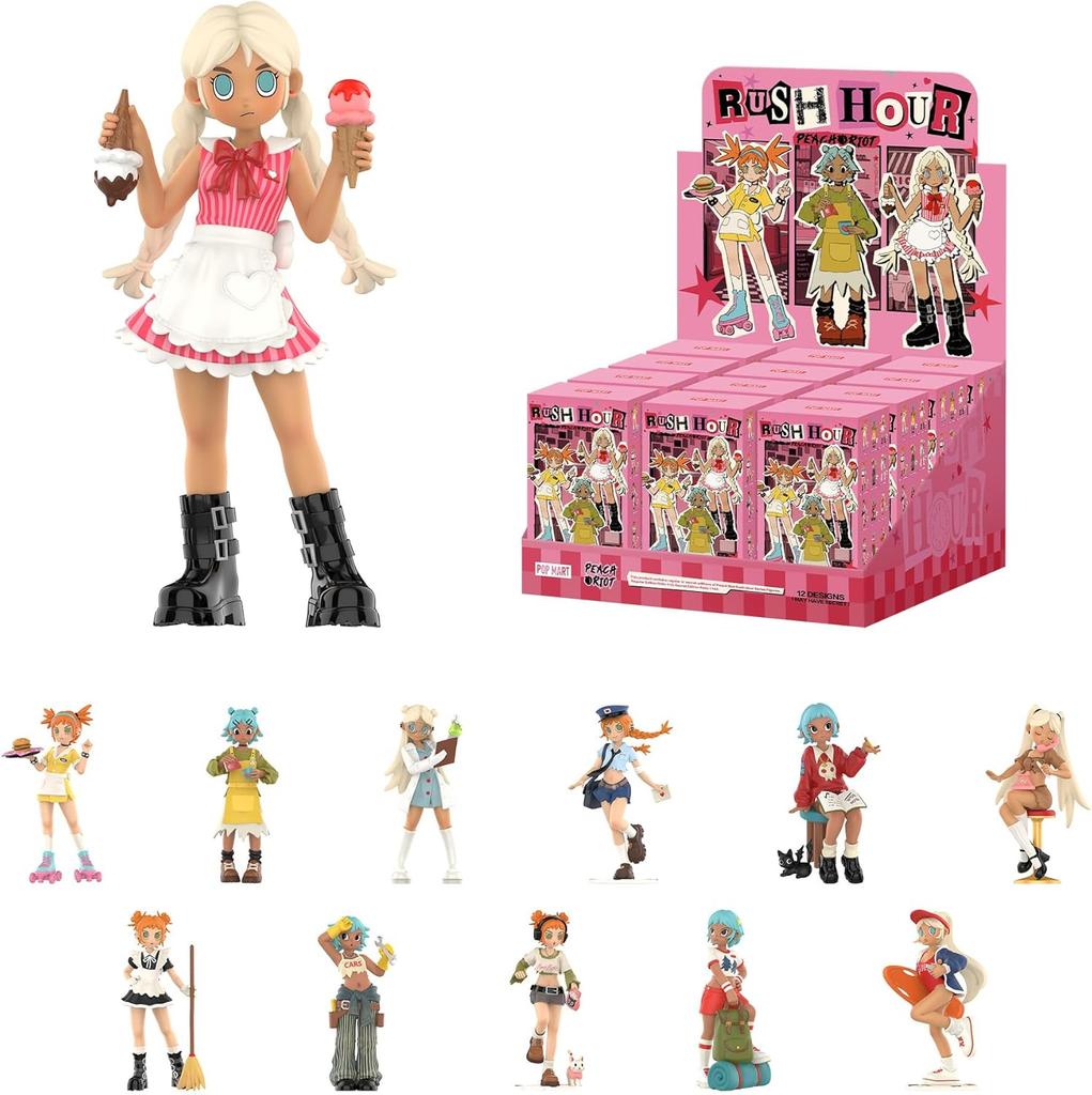 POP MART Peach Riot Rush Hour Series Figures Blind Box Figures,Holiday Birthday Gifts for Girls and Boys, Single Box