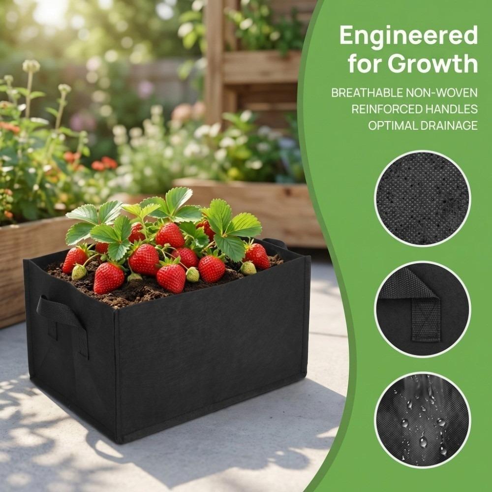 4PCS with Handles Planting Bag Planter Square Vegetable Grow Bag  Indoor Outdoor Use