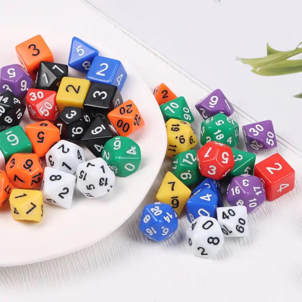 140/105/70Pcs DND Dice Set with Pouch Random Color Polyhedral Transparent Effect for DND RPG Role Playing Table Game Board Props