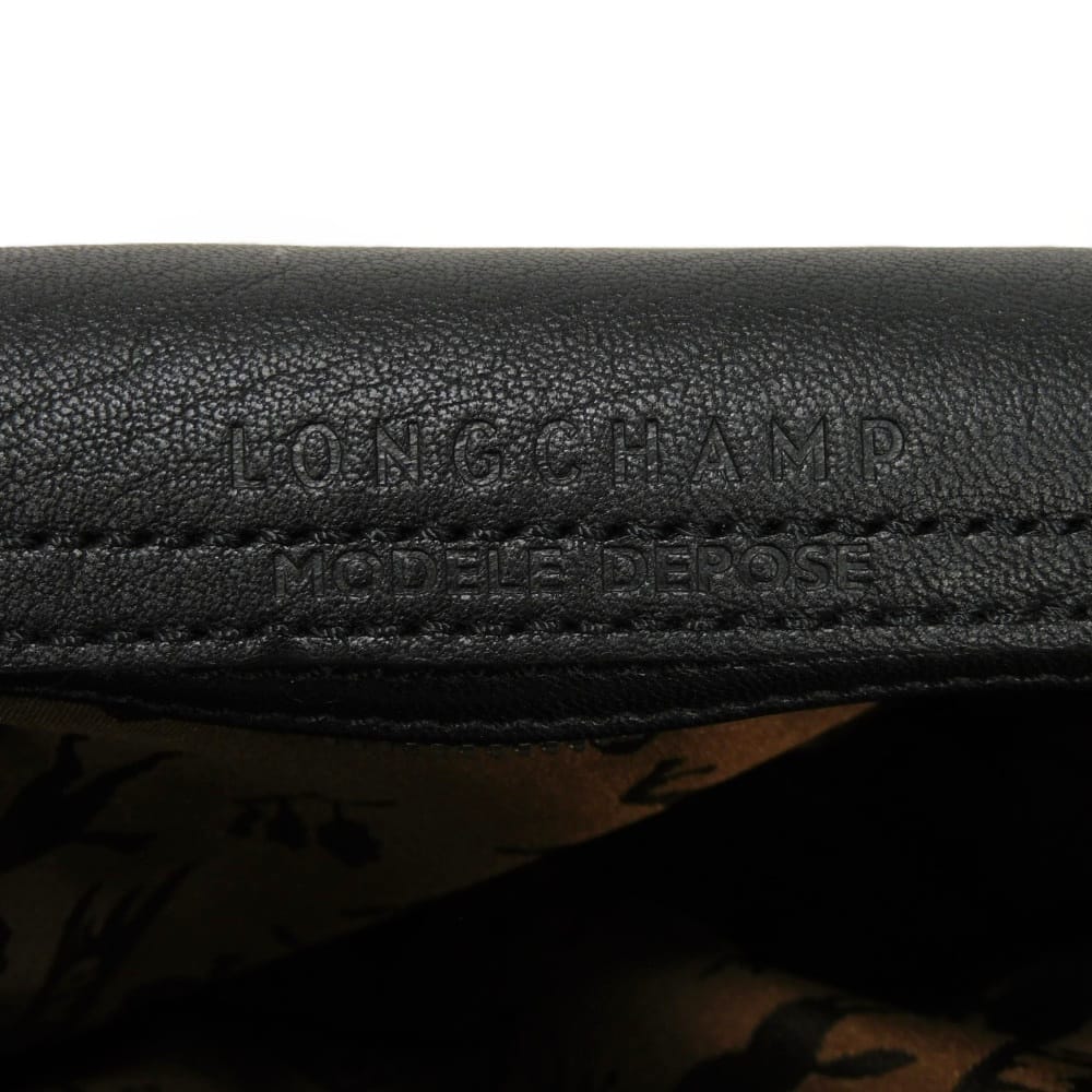 Used Le Pliage Cuir Crossbody Bag 12768 1061737FS 7921 Pochette with Horse Embossing Black Unisex from Japan AUTHENTIC