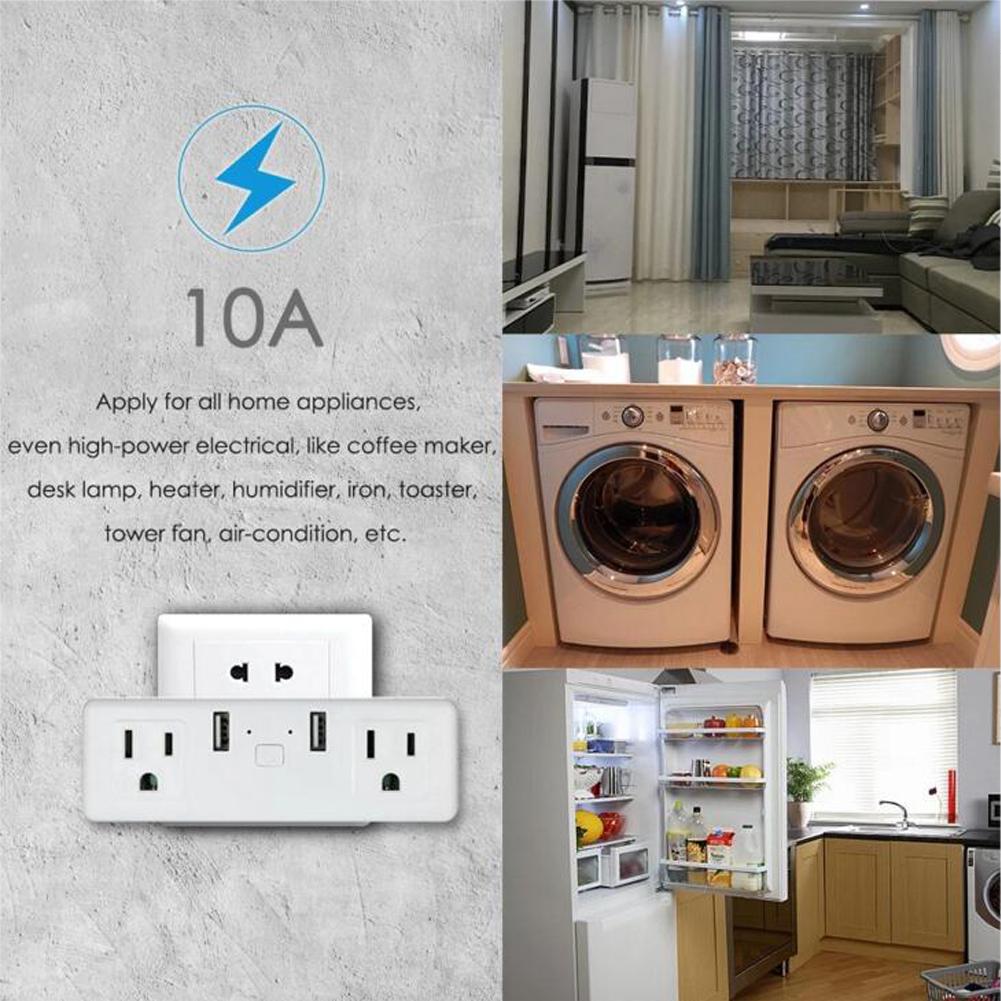 2-in-1 Smart-Stecker Wi-Fi Mini-Steckdosen Intelligente Steckdosen Kompatibel mit Amazon Alexa US-Vorschriften