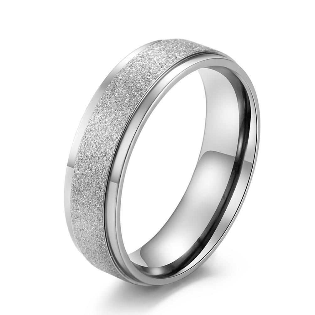 Japanese and Korean Style Minimalist Pearl Sand Titanium Steel Ring Artistic Jewelry Couple Pairing Ring