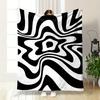A Swirling Black and White Wave Pattern with a Distorted Star-like Center. for All Seasons Blanket Lunch Break Throw Gift