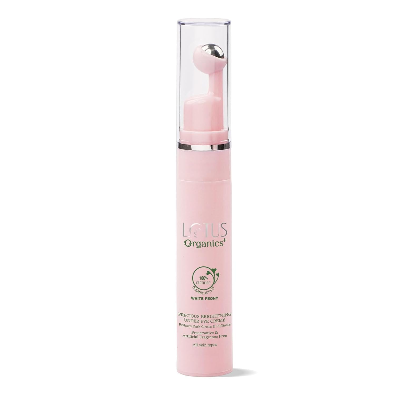 Lotus Organics+ Precious Brightening Under Eye Cream | 100% Organic White Peony | Sulphate & Paraben Free | All Skin Types | 15g