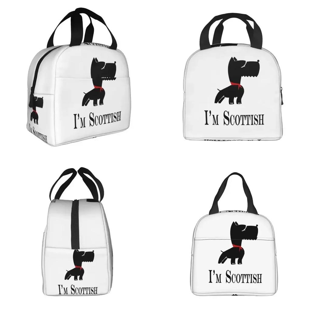 Scottie Dog Love Hearts Scottish Terrier Insulated Lunch Bag for Women Kids Portable Food Boxes Thermal Lunch Box Tote