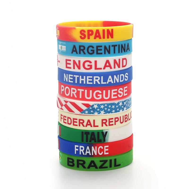 Football World Cup Bracelet Argentina France Brazil Netherlands United States Portugal Italy Flag Silicone Bracelet