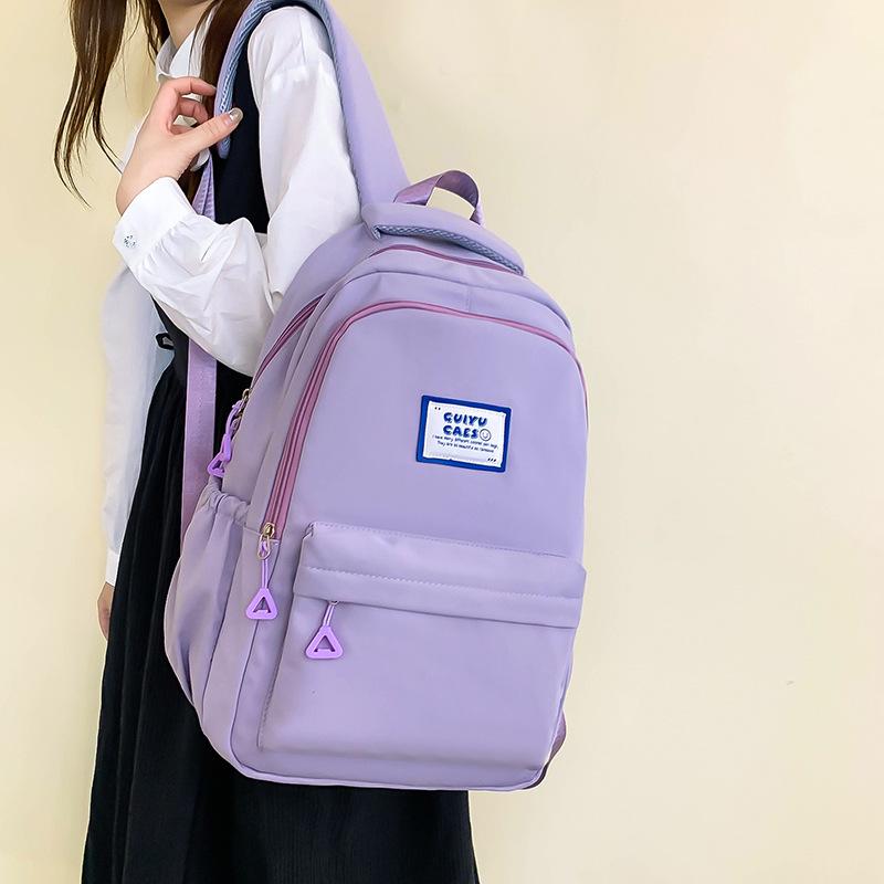 Student Schoolbag for Female Junior High School Students New Style Nylon Material Female College Student Teenager Male Backpack