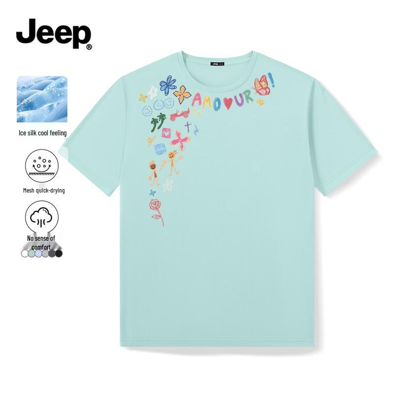 JEEP Unisex Ice Silk Quick-Dry Short Sleeve T-Shirt 3XL