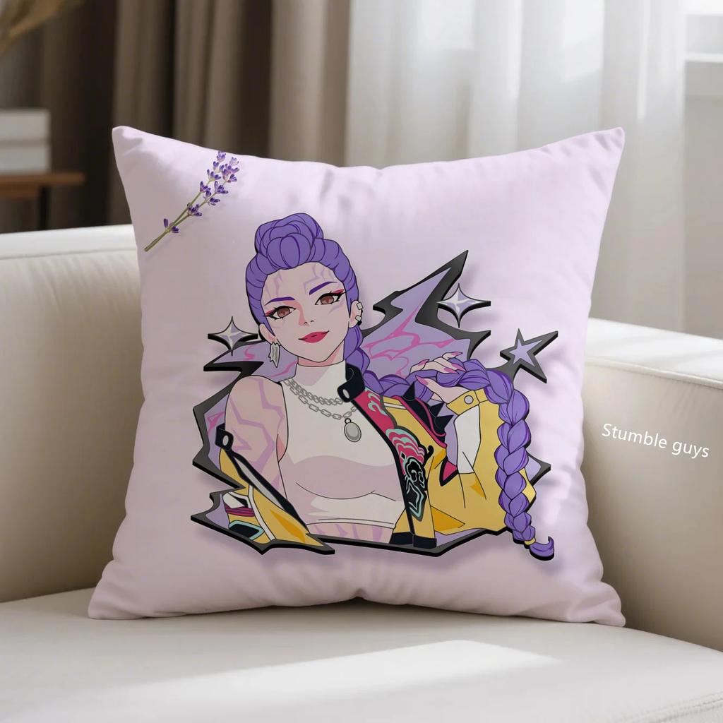 Kpop Demon Hunters Anime Cushion Cover Sofa Pillowcase Home