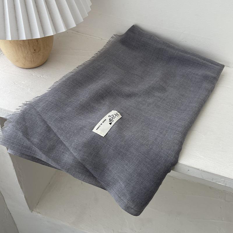 Literary Cotton and Linen Solid Color Scarf Women's Shawl Summer Desert Sunscreen Sunshade Travel Long Silk Fashion Trend
