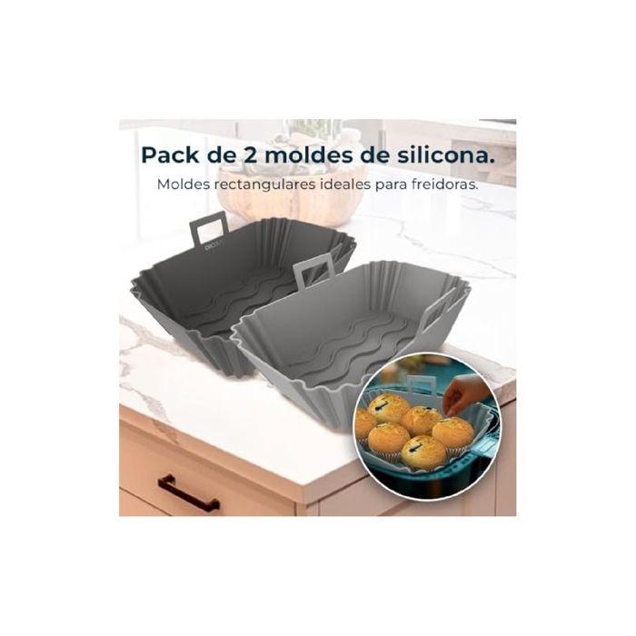 Moules en Silicone - Cecotec - Pack de 2 - Pour Airfryer 9-11L - Réutilisable - Résistant - Antiadhésif