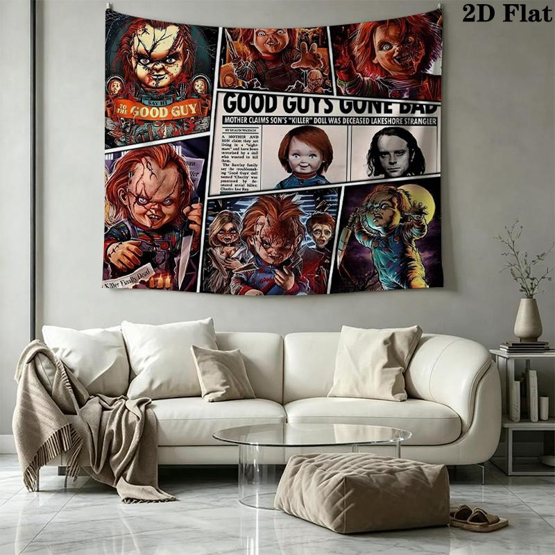 Chucky Wall Tapestry Aesthetic Wall Hanging Printed Fabric Blanket Decorative Tapestries for Bedroom Living Room Home Decor