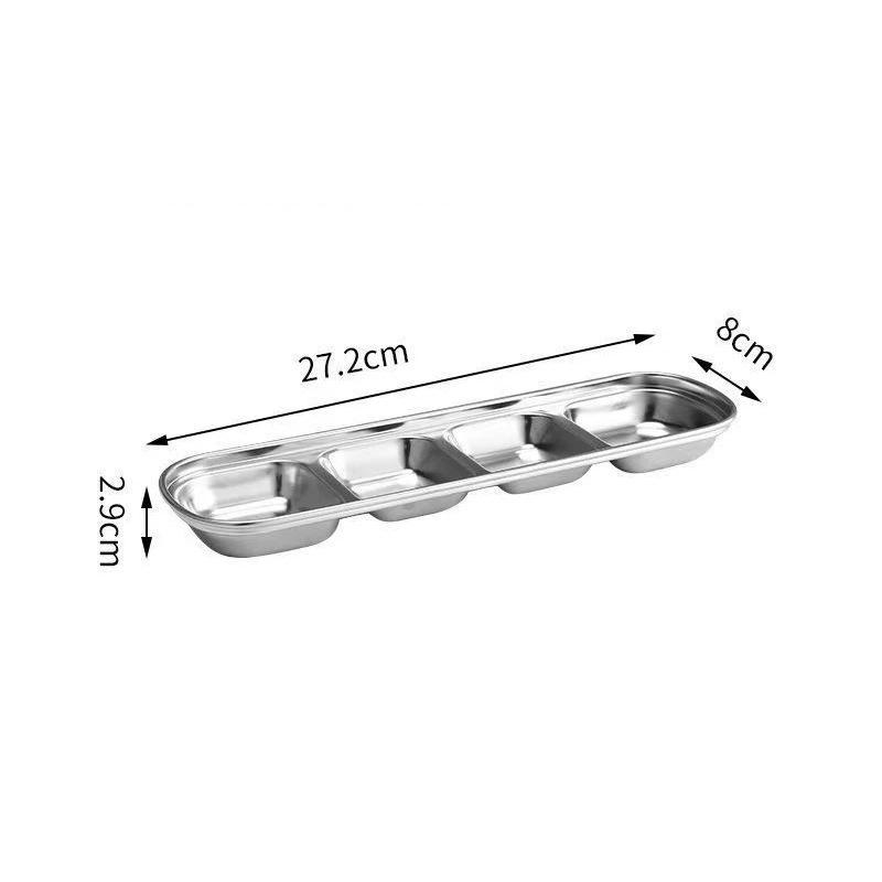 Golden Korean-Style Dual & Triple Compartment Stainless Steel Dipping Sauce Dish