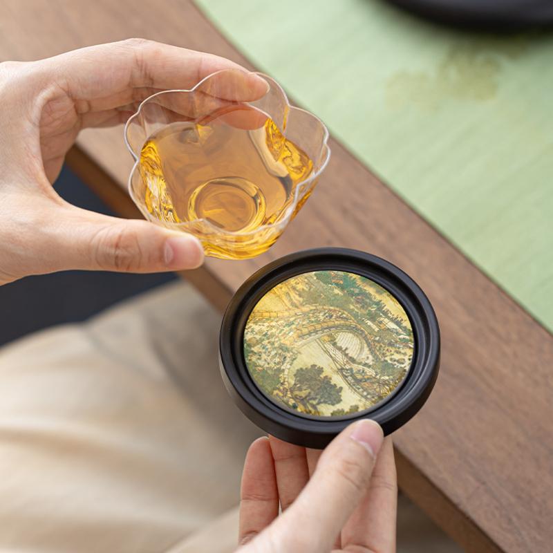 Chinesische Bakelit Wasseraufnahme Teeuntersetzer Hitzebeständige Matten und Rutschfeste Aufbewahrung Kung Fu Teetassenhalter Zubehör