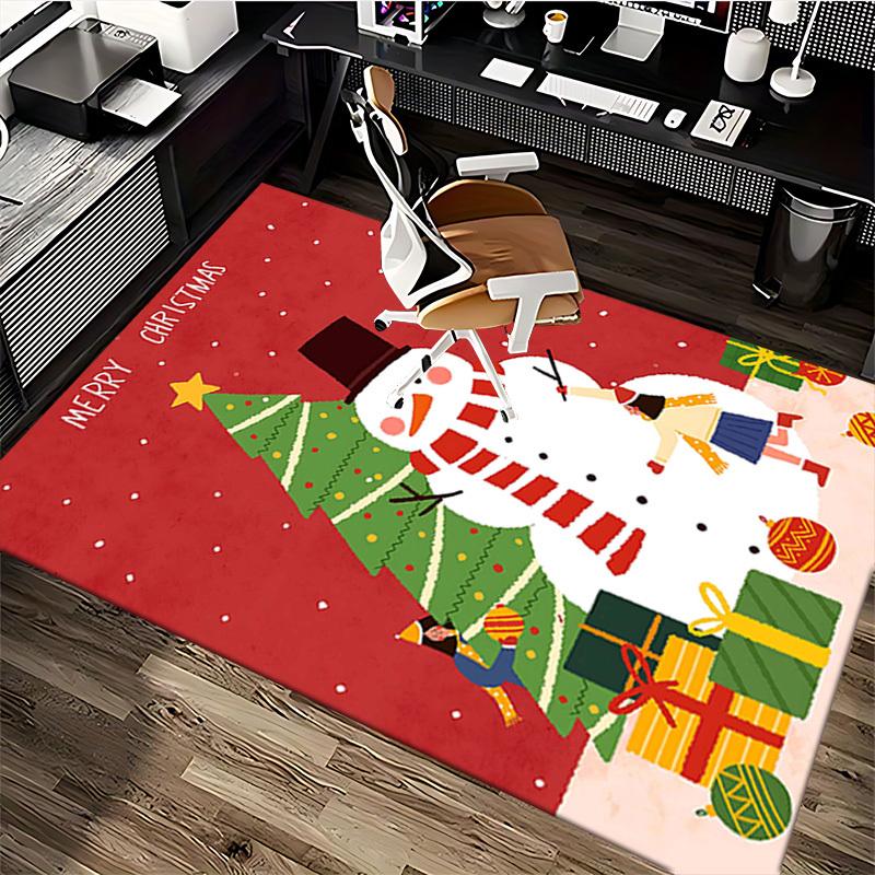 Christmas Snowman Chair Mat - Anime Cartoon Design, Non-Slip Carpet for Office, Home Decor, Living Room, Bedroom, Game Room & Dormitory.R095